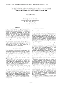 Evaluation of Auditory Representations for Selected Applications of a Graphical User Interface
