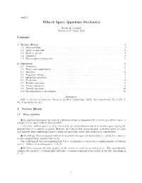 Hilbert Space Quantum Mechanics