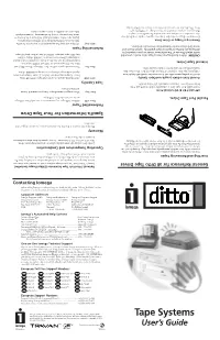 Iomega Ditto Tape Systems Users Guide
