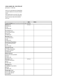 LDWA GAMES 100 : FACILITIES LIST (Version 1: 12.02.12)