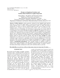 Measures of Explained Variation and the Base-Rate Problem for Logistic Regression