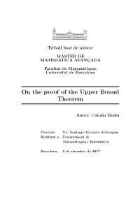 On the Proof of the Upper Bound Theorem