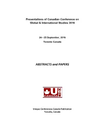 Proceedings Are Those of the Authors and Do Not Necessarily Represent the Views Of, and Should Not Be Attributed To, the Unique Conference Canada