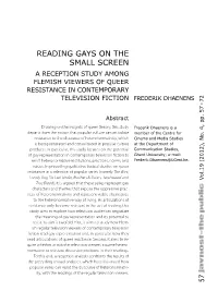 Reading Gays on the Small Screen: a Reception Study Among Flemish
