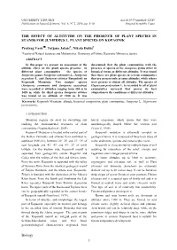 The Effect of Altitutde on the Presence of Plant Species in Stands for Juniperus L