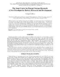 The Joint Center for Energy Storage Research: a New Paradigm for Battery Research and Development