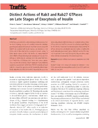 Distinct Actions of Rab3 and Rab27 Gtpases on Late Stages of Exocytosis of Insulin