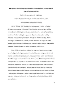 Metoo and the Promise and Pitfalls of Challenging Rape Culture Through