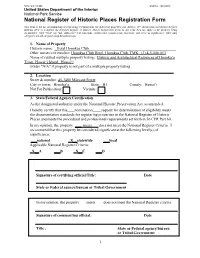 National Register of Historic Places Registration Form This Form Is for Use in Nominating Or Requesting Determinations for Individual Properties and Districts