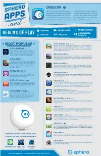 SPHERO APP SPHERO This Is the Central App for Sphero and a Individual Sphero’S Speed, Colors, Core Required App for All Sphero Owners
