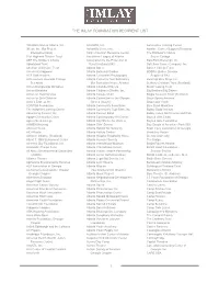 The Imlay Foundation Recipient List