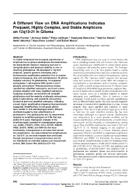 A Different View on DNA Amplifications Indicates Frequent, Highly Complex, and Stable Amplicons on 12Q13-21 in Glioma