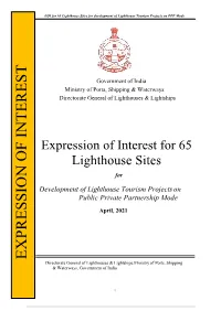 Expression of Interest for Development of Lighthouse Tourism on PPP Mode