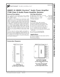 LM4651 & LM4652 Overture™ Audio Power Amplifier 170W Class D