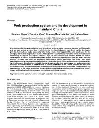 Pork Production System and Its Development in Mainland China
