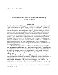 Proximity As the Basis of Political Community Jeremy Waldron