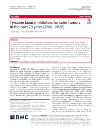 Tyrosine Kinase Inhibitors for Solid Tumors in the Past 20 Years (2001–2020) Liling Huang†, Shiyu Jiang† and Yuankai Shi*