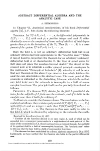 Abstract Differential Algebra and the Analytic Case