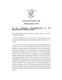 An Act Concerning Recommendations by the Department of Transportation