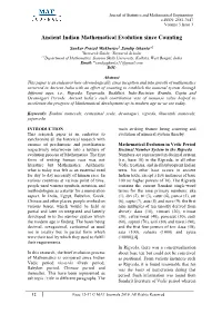 Ancient Indian Mathematical Evolution Since Counting