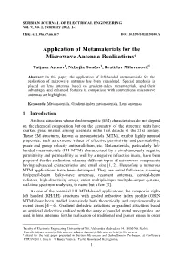 Application of Metamaterials for the Microwave Antenna Realisations*