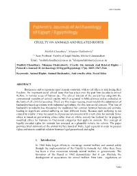 Cruelty on Animals and Related Rights
