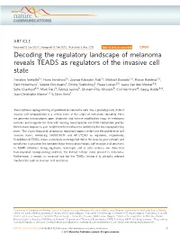 Decoding the Regulatory Landscape of Melanoma Reveals TEADS As Regulators of the Invasive Cell State