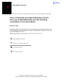 Press Credentials and Hybrid Boundary Zones: the Case of Worldnetdaily and the Standing Committee of Correspondents