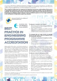 Best Practice in Engineering Programme Accreditation