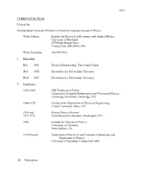 CURRICULUM VITAE Edward Ott Distinguished University Professor