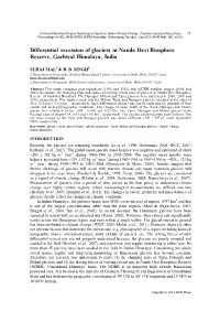 Differential Recession of Glaciers in Nanda Devi Biosphere Reserve, Garhwal Himalaya, India