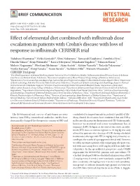 Effect of Elemental Diet Combined with Infliximab Dose Escalation in Patients with Crohn’S Disease with Loss of Response to Infliximab: CERISIER Trial