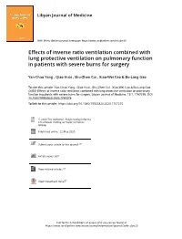 Effects of Inverse Ratio Ventilation Combined with Lung Protective Ventilation on Pulmonary Function in Patients with Severe Burns for Surgery