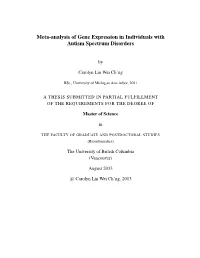 Meta-Analysis of Gene Expression in Individuals with Autism Spectrum Disorders