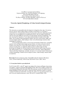 Towards a Spatial Morphology of Urban Social-Ecological Systems