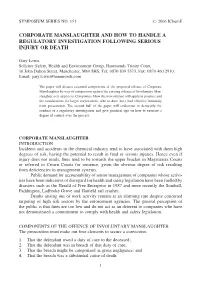 3. Corporate Manslaughter and How to Handle a Regulatory Investigation