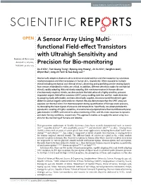 A Sensor Array Using Multi-Functional Field-Effect Transistors with Ultrahigh Sensitivity and Precision for Bio-Monitoring
