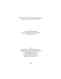 Dutchess Quarry Sites National Register District: Management and Conservation Report