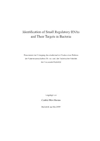 Identification of Small Regulatory Rnas and Their Targets in Bacteria