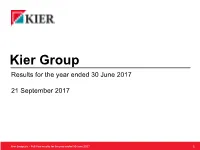 Kier Group Results for the Year Ended 30 June 2017