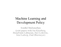 Machine Learning and Development Policy