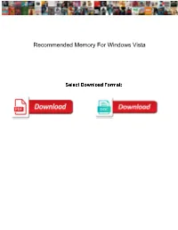 Recommended Memory for Windows Vista