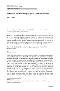 Reflections on the Debroglie–Bohm Quantum Potential