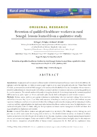 Retention of Qualified Healthcare Workers in Rural Senegal: Lessons Learned from a Qualitative Study