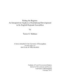 Ruling the Regions: an Interpretivist Analysis of Institutional Development in the English Regional Assemblies