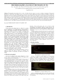 THE TERMOGRAPHIC ANALYSIS of the WELDING by TIG M.Sc., Eng