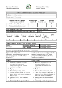 UČNI NAČRT PREDMETA / COURSE SYLLABUS Predmet: Astronomija Course Name: Astronomy