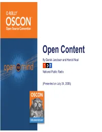 Open Content by Daniel Jacobson and Harold Neal