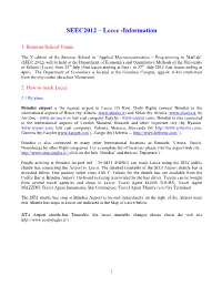 SEEC2012 – Lecce -Information