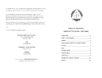 TABLE of CONTENTS: All of Us at Midfield Wine Bar & Tavern WINES BY-THE-GLASS + NOT WINE
